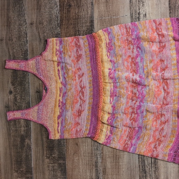 Peruvian Connection Sunset Crochet Tunic Size Large Pima Cotton Knit - Picture 3 of 11